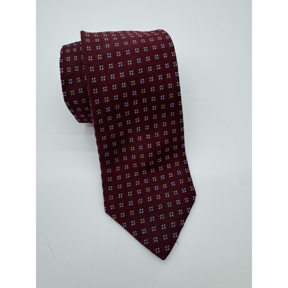 Church's Silk Tie Red Geometric Floral Pattern Made in Italy Classic Necktie‎